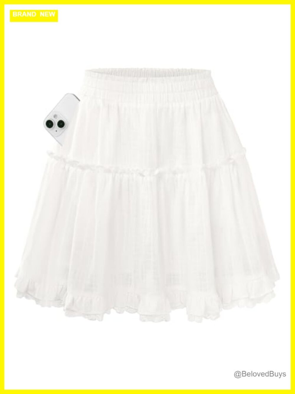 Women Cotton Mini Skirt with Built-in Shorts Ruffle Lace Skort